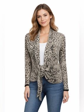 Vintage Y2K Leopard Print Tie Front Cardigan Questions by Say What Lightweight